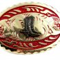 Made in USA Western Goldtone Red Cowboy Boots Belt Buckle #102113