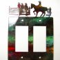 Cowboys on Fence Double Rocker Outlet Cover Plate by Steel Images USA 030615B