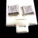 Silvertone 16 CZs Pierced Studs Earrings 12092013tt