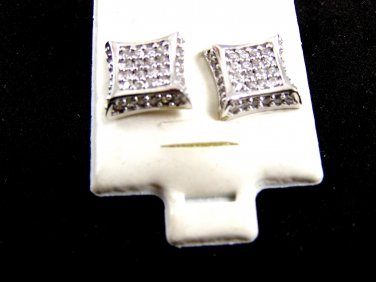 Silvertone 16 CZs Pierced Studs Earrings 12092013tt
