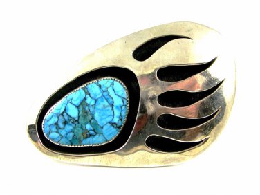 Handmade Tribal Turquoise Clawrple Belt Buckle Signed BC 110614