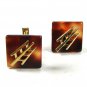 Odd Plastic / Lucite Brownish Goldtone Cufflinks Unbranded 72015