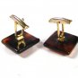 Odd Plastic / Lucite Brownish Goldtone Cufflinks Unbranded 72015
