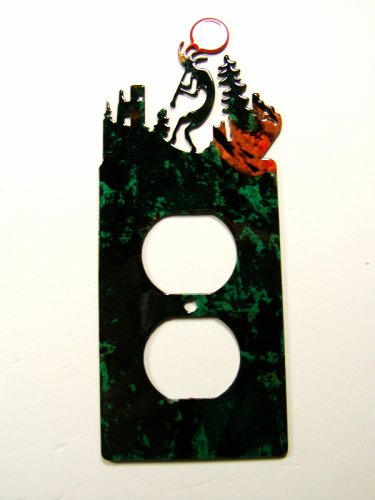 Kokopelli w/ Flute Double Outlet Cover Plate by Steel Images USA 022515K