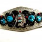 Huge Southwest Handcrafted Native American Coral Turquoise Belt  Buckle