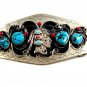 Huge Southwest Handcrafted Native American Coral Turquoise Belt Buckle