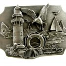 1989 Lighthouse Ships Birds Belt Buckle by Siskiyou Made In USA 092314