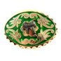 Western Silvertone Green Saddle Belt Buckle #102113d