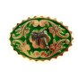 Western Silvertone Green Saddle Belt Buckle #102113d