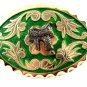 Western Silvertone Green Saddle Belt Buckle #102113d