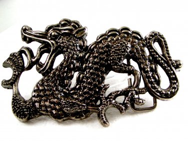Large Antique Bronzetone Dragon Belt Buckle