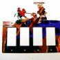 Rodeo Cowboy Bull Ropiing Quadruple Rocker Outlet Cover Plate Steel Images USA G