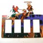 Rodeo Cowboy Bull Ropiing Quadruple Rocker Outlet Cover Plate Steel Images USA G