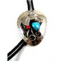 Southwest Western Cowboy Rodeo Horse Head Turquoise Coral Bolo