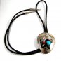 Southwest Western Cowboy Rodeo Horse Head Turquoise Coral Bolo
