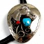 Southwest Western Cowboy Rodeo Horse Head Turquoise Coral Bolo
