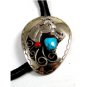 Southwest Western Cowboy Rodeo Horse Head Turquoise Coral Bolo