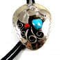 Southwest Western Cowboy Rodeo Horse Head Turquoise Coral Bolo