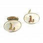 Edwardian / Deco Mother Pearl & Brass Initial L Cufflinks Unmarked 102414