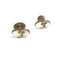 Edwardian / Deco Mother Pearl & Brass Initial L Cufflinks Unmarked 102414