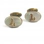 Edwardian / Deco Mother Pearl & Brass Initial L Cufflinks Unmarked 102414