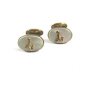 Edwardian / Deco Mother Pearl & Brass Initial L Cufflinks Unmarked 102414