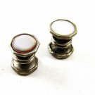 Deco Silvertone Mother Pearl Snap Link Cufflinks By ONE PIECE MADE IN USA 101314