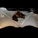 Horse two tone belt buckle with star design