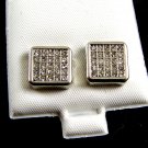 Little Larger Silvertone CZs Pierced Studs Earrings12092013tr