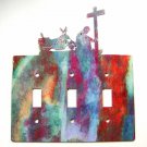 Man Motorcycle Kneeling Cross Triple Light Cover Plate Steel Images USA 3315 K