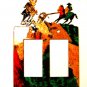 Rodeo Cowboy Bull Ropiing Double Rocker Outlet Cover Plate by Steel Images USA