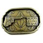 Pistol with Sign That Reads Silence Belt Buckle by Mike Aho 61914