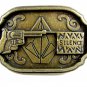 Pistol with Sign That Reads Silence Belt Buckle by Mike Aho 61914