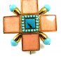 Silvertone Pink Rhinestones & Enameled Flower Brooch Unmarked 102014