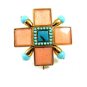Silvertone Pink Rhinestones & Enameled Flower Brooch Unmarked 102014