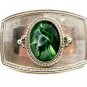 Silvertone Western Cowboy Horseshoe Green Belt Buckle 10272013mn