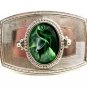 Silvertone Western Cowboy Horseshoe Green Belt Buckle 10272013mn