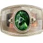 Silvertone Western Cowboy Horseshoe Green Belt Buckle 10272013mn