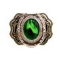 Silvertone Western Cowboy Horseshoe Green Belt Buckle 10272013a