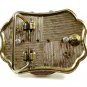 Silvertone Western Cowboy Horseshoe Green Belt Buckle 10272013a