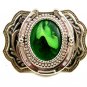 Silvertone Western Cowboy Horseshoe Green Belt Buckle 10272013a