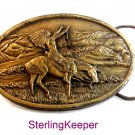 1977 Bergamont Brass Native Americans Prayer Belt Buckle