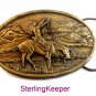 1977 Bergamont Brass Native Americans Prayer Belt Buckle