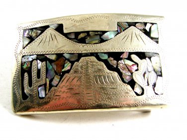 Mexican Alpaca Abalone Belt Buckle 12022013
