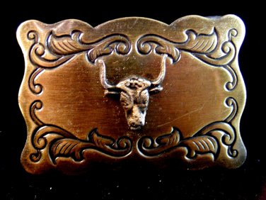 Longhorn belt buckle with decoration