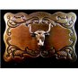 Longhorn belt buckle with decoration