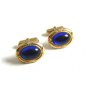 Deco Goldtone & Blue Cufflinks By Anson 100614