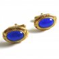 Deco Goldtone & Blue Cufflinks By Anson 100614