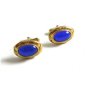 Deco Goldtone & Blue Cufflinks By Anson 100614