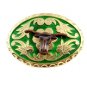 Western Goldtone Green Bull Head Belt Buckle #102113